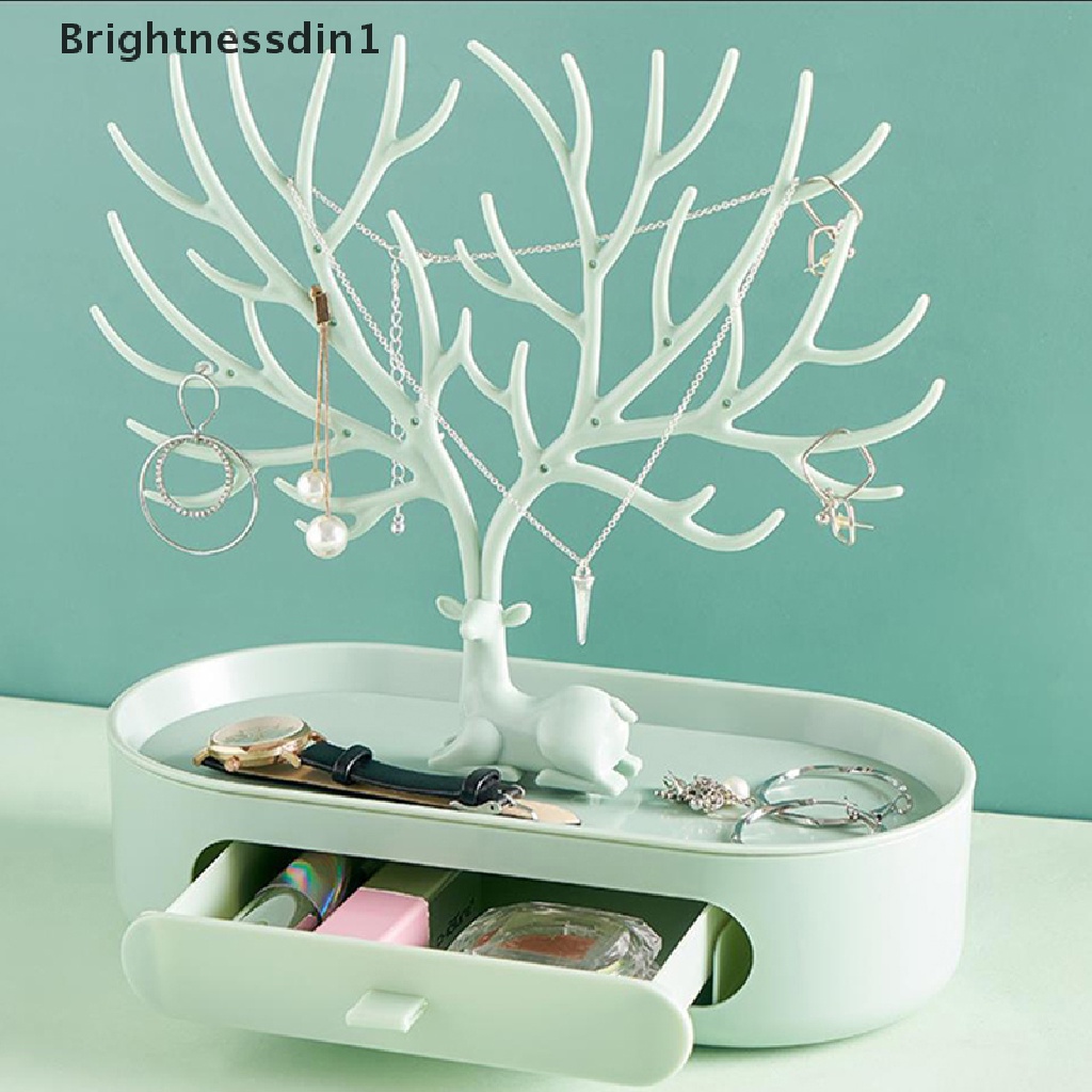 [Brightnessdin1] Deer Anting Kalung Cincin Display Perhiasan Stand Tray Tree Storage Shelves Holder Butik