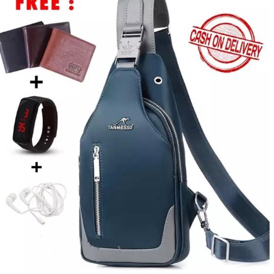 ✻ TANMESSO BAYAR DI TEMPAT 5IN1 TAS BONUS JAM &DOMPET,USBPORT&HEADSET ➺