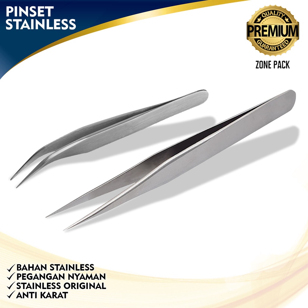 Pinset Stainless | Pinset Siku Lurus Stainless Steel Laboratorium | Pinset Tweezers | Pinset Bedah b