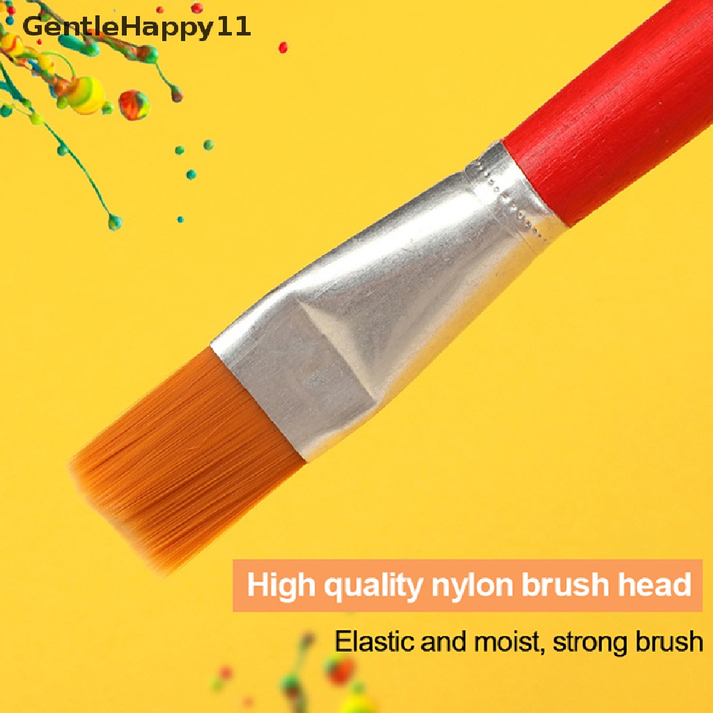 Gentlehappy 1/6 /12pcs Batang Merah Kuas Cat Minyak Nylon Oil Brush Red Rod Gouache Watercolor Row Flat Line Pen Head Paint Industrial Paint Brush Paing Watercolor Brush Artis Art Suppl