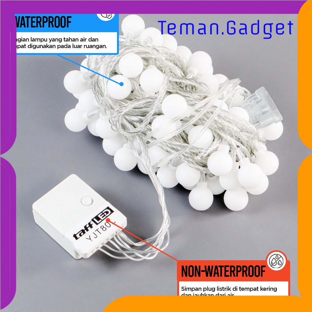 TG-LMP TaffLED Lampu Hias String Lights Waterproof 80 LED 220V 10M Model Ball - YJT80L