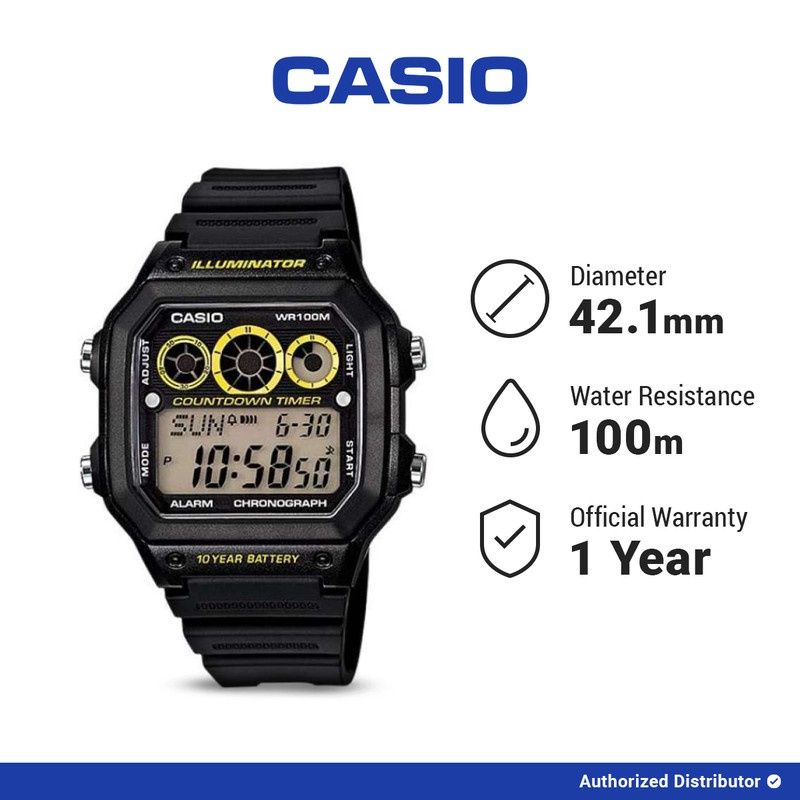 DIJUAL JAM TANGAN ARLOJI WATCH PRIA COWOK COWO CASIO KASIO AE-1300WH-1AVDF AE 1300 WH 1AVDF AE1300 K