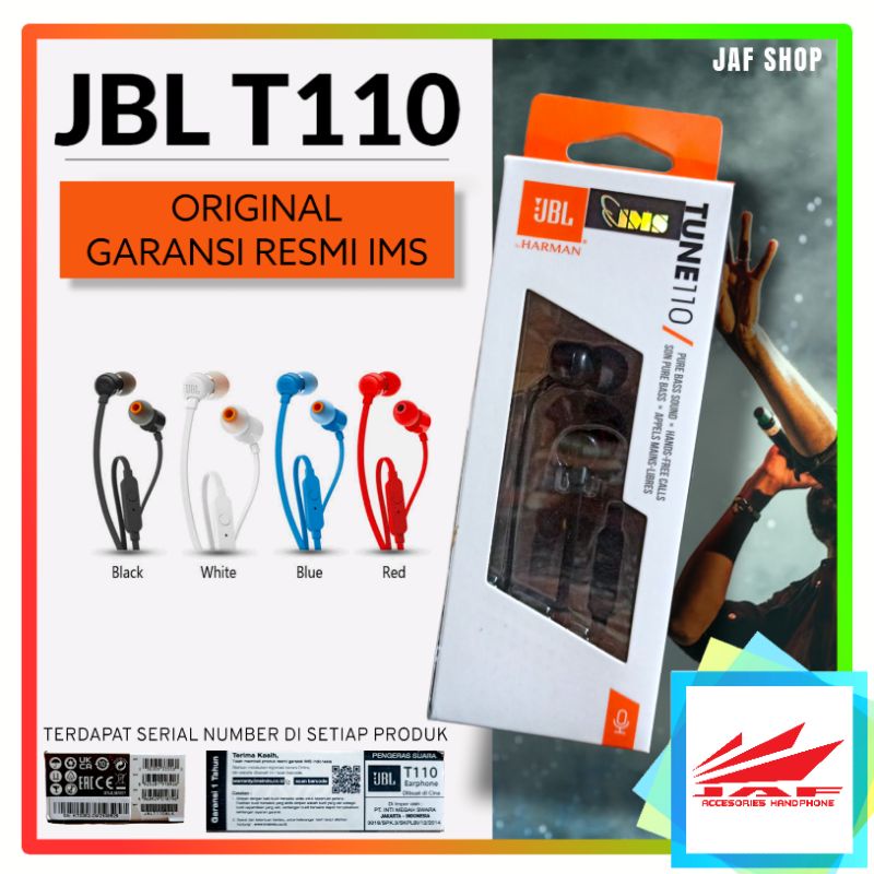 Headset / Handsfree JBL T110 ORIGINAL GARANSI Resmi IMS