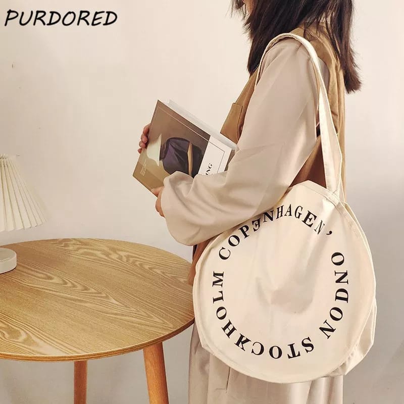 Rizkibag Purdored Totebag Bulat Bahan Kanvas