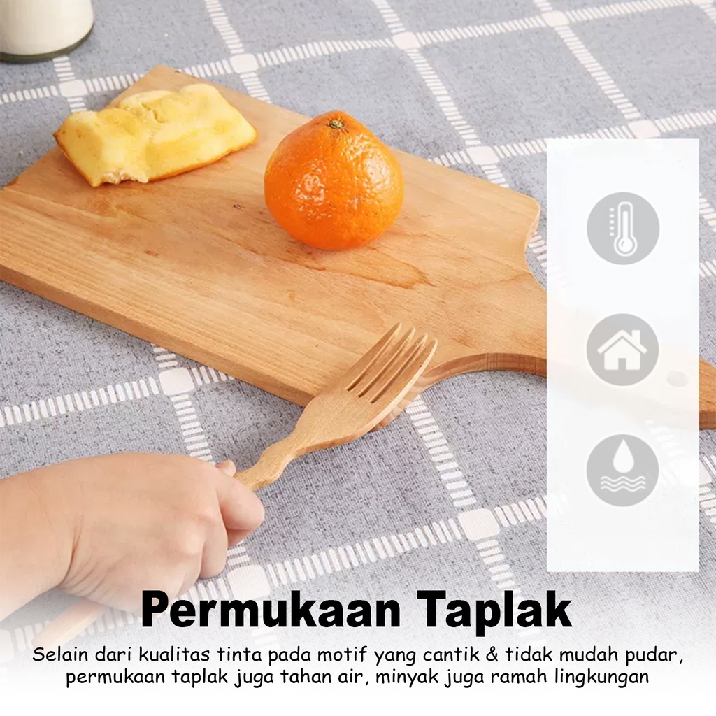 Taplak Meja Makan Motif Kotak Warna Ukuran 152x120cm Bahan PEVA Tebal Premium Kualitas Perlengkapan Rumah Tangga Import Terbaru - D10-3A - Lucky Star