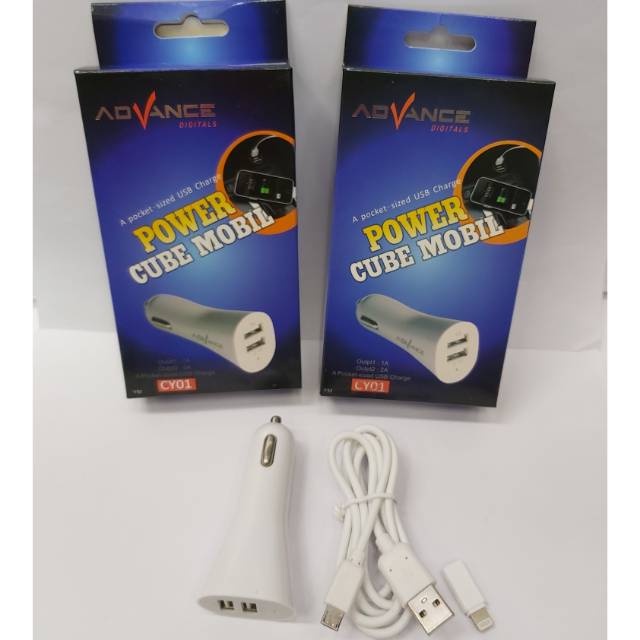 POWER CUBE ADVANCE CY01 /CHARGER USB CAR/ SAVER MOBIL 2 USB