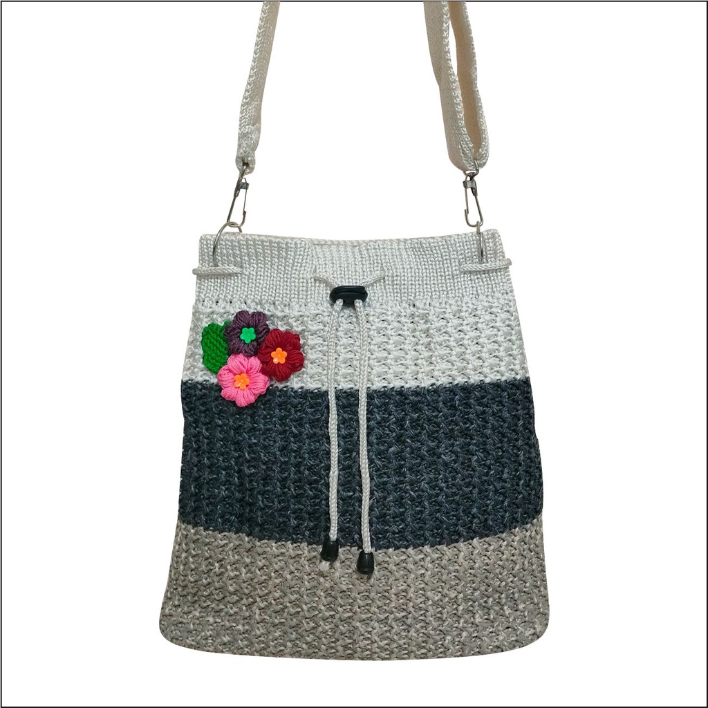 Tas Selempang Wanita Bahan Rajut PEGE Hinari Model Slempang Serut - PG 8953