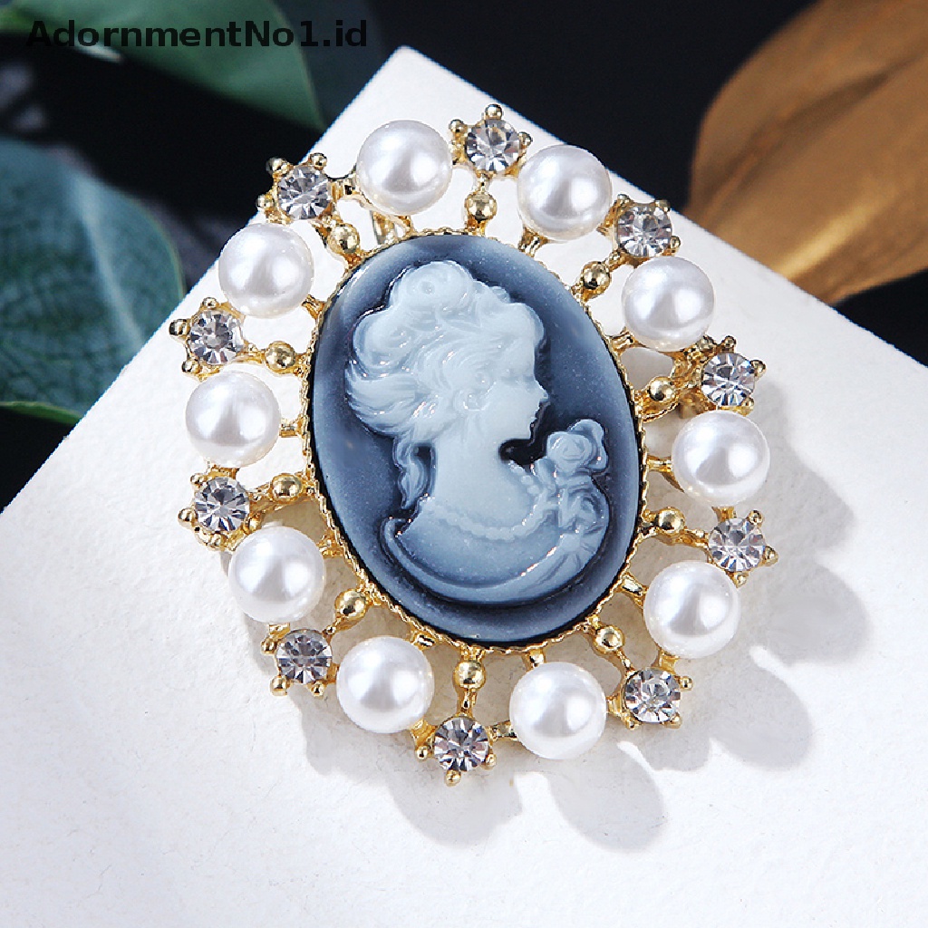 [AdornmentNo1] 1pc Bros Vintage Cameo Elegan Bros Potret Kepala Ratu Wanita Untuk Perhiasan [ID]