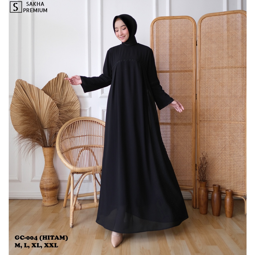 Sakha - GC 04 HITAM BAJU GAMIS PUTIH WANITA BRUKAT GAMIS PUTIH CERUTI JUMBO TERLARIS BAJU LEBARAN UMROH HAJI BUSANA KEKINIAN