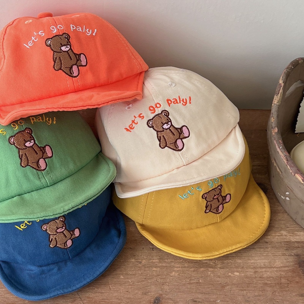 Topi anak lakilaki korean usia 0-2 tahun motif PLAY BEAR Baseball