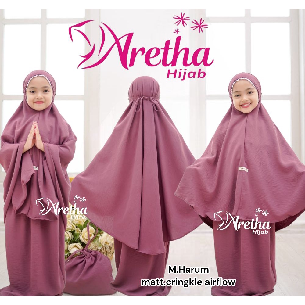 MUKENA ANAK CRINKLE HARUM / MUKENA HARUM / MUKENA CRINGKLE CRINGKEL ORI ARETHA HIJAB