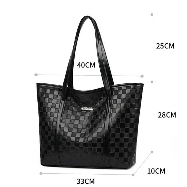 TAS TOTE BAG WANITA SHOULDER BAHU IMPORT KOREA KULIAH KERJA MUAT LAPTOP FASHION REMAJA KEKINIAN BESAR KULIT HITAM CEWEK BRANDED HOLYA TA740B5 BATAM MURAH