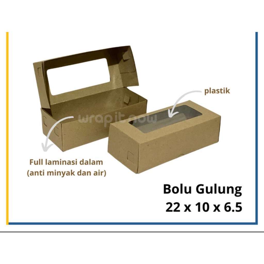 

BROWNIES BOX KRAFT MIKA 10pcs 22X10X6,5 CM LAMINASI 365 GSM