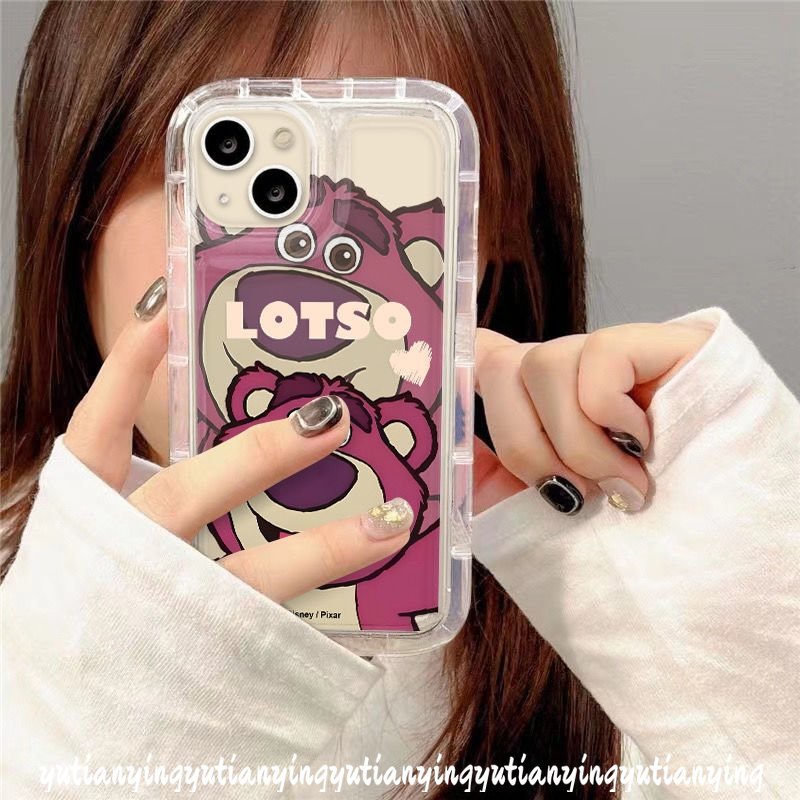 Case Manyo Beruang Strawberry Kartun Lucu Realme C15 C11 2020 C20 C20A C12 C33 C35 C25Y C25 C25s C21Y C11 2021 Realme 5s 5 5i 6i C3 Narzo 20 30A Bening Shockproof Airbag Soft Cover