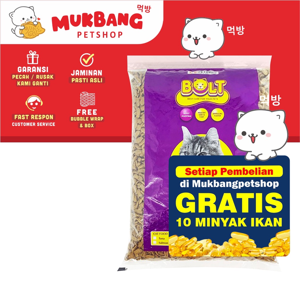 Bolt Tuna Cat Food Kibble Ikan Makanan Kucing Bolt 1KG Tuna Bentuk Ikan Cat Dry Food