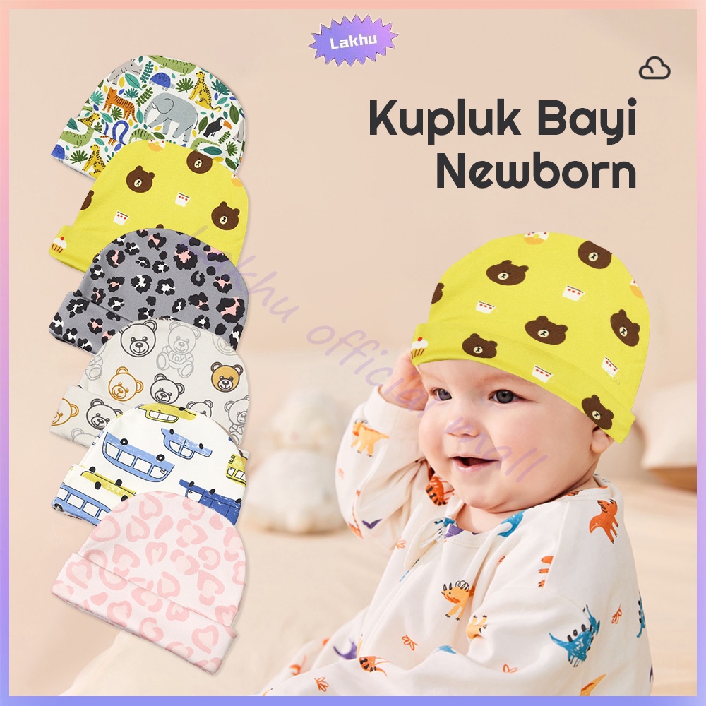 Lakhu Topi Bayi Newborn 0-18Bulan / Kupluk Bayi Unisex Import 100% Cotton