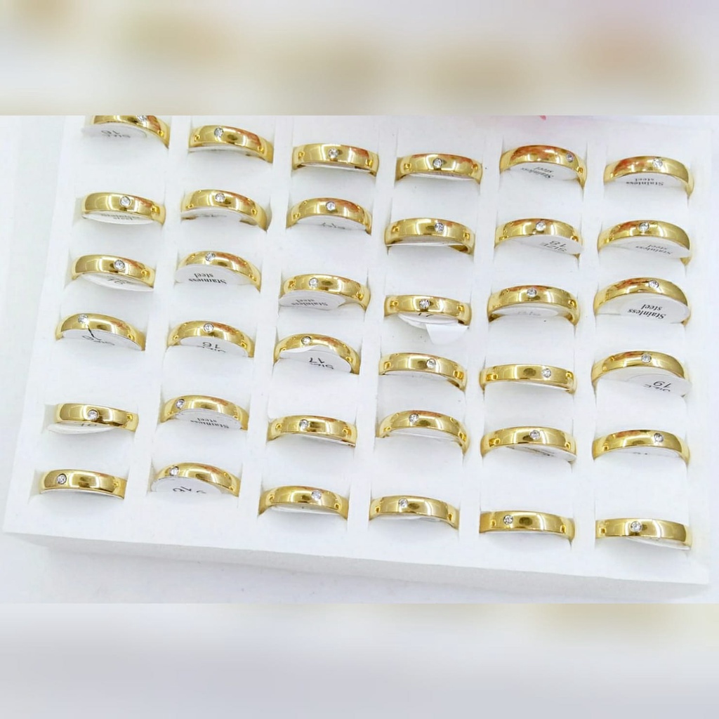 AV209 Grosir Cincin Titanium Dewasa Mata Satu Cincin Isi 36 Pcs