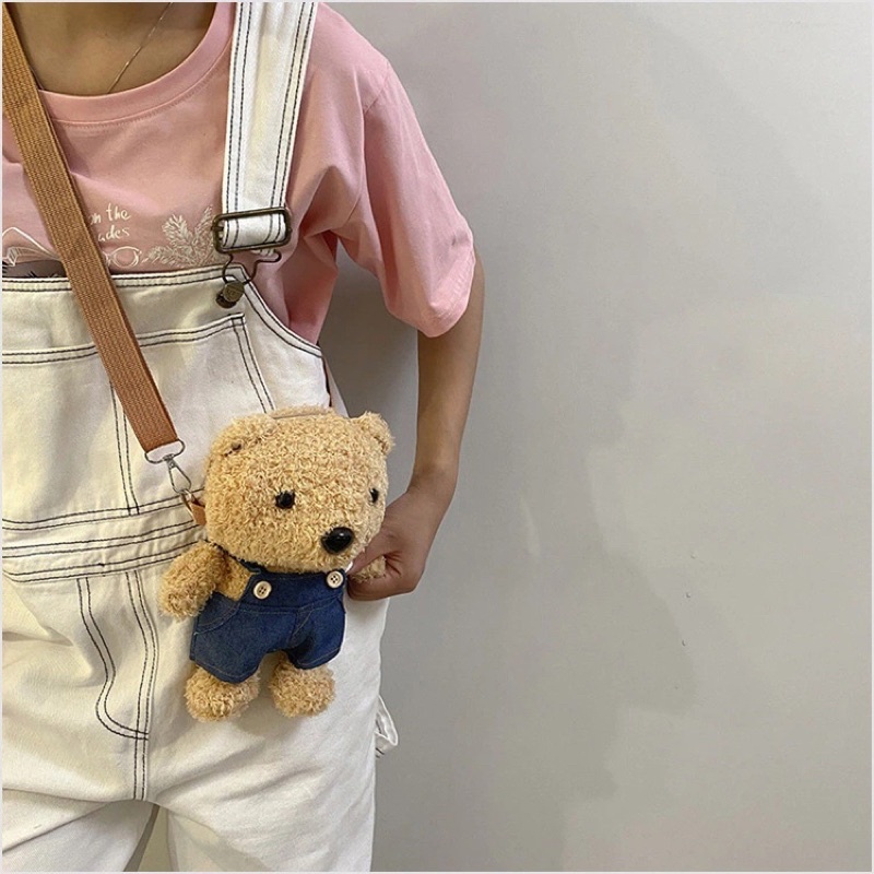 TAS BERUANG SELEMPANG BONEKA BAG TEDDY BEAR KARTUN SELEMPANG Bahan Plush BONEKA TEDDY BEAR BAG LUCU HADIAH WANITA GIRLS TASBAHU