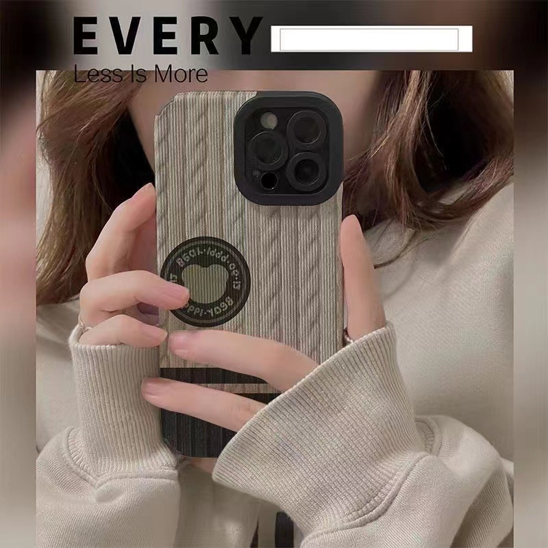 【Lamb Skin】Leather Soft Case IP IPhone 7 8 14 Plus 7+ 8+ X XR SE 2020 XS Max 11 12 13 14 Pro Max Phone Case Cute Grey and Black Sweater Bear