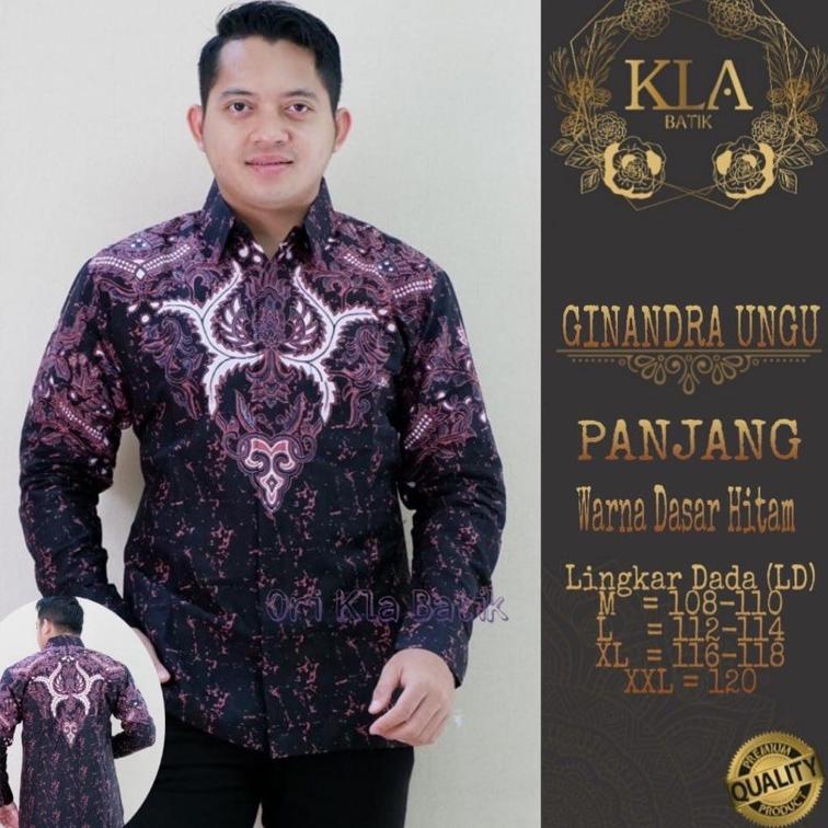 READY Batik Pria GINANDRA UNGU Full Furing Katun Halus Size M-XXXL HIGH QUALITY