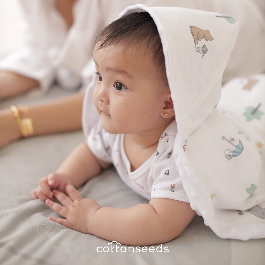 Cottonseeds Hoodie Blanket Selimut Topi Bayi