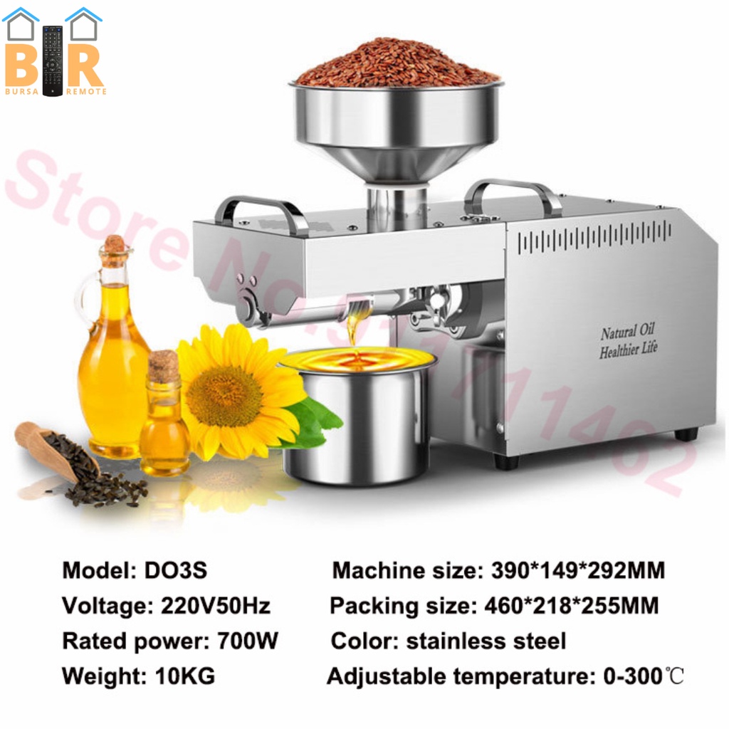 Mesin Press Oil Minyak Biji Bijian Kacang Otomatis 750W Stainless Steel Digital