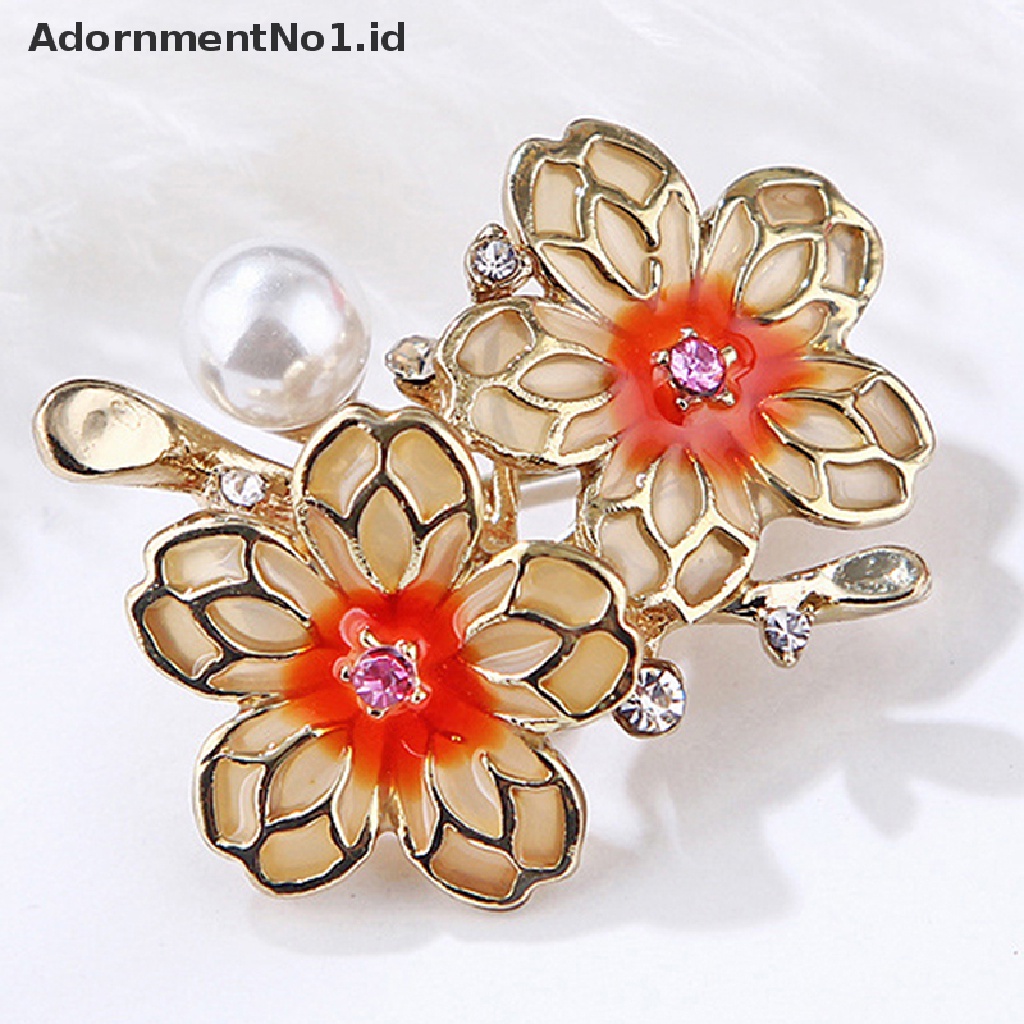 [AdornmentNo1] Bros Pin Untuk Wanita Bling Mutiara Manik Pohon Bros Glitter Bunga Sakura Perhiasan Pesta Pernikahan [ID]