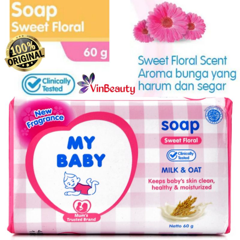 MY BABY SOAP SWEET FLORAL 60 GRAM / SABUN MANDI BAYI MY BABY PINK / BABY SOAP