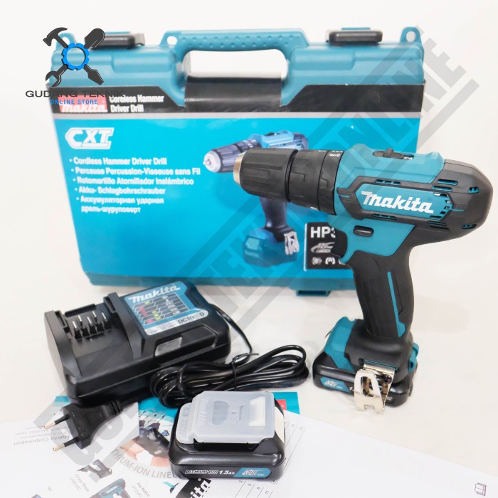 Mesin Bor Tangan Beton Besi Kayu BATERAI HP333DWYE MAKITA / CORDLESS Hammer Driver Drill HP333DWYE MAKITA