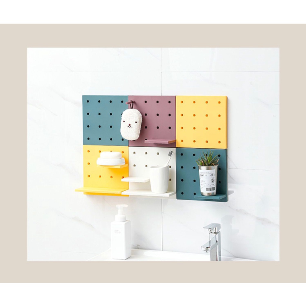 Rak Dinding Minimalis Papan Lubang Pegboard Organizer Tempel Dinding Serbaguna