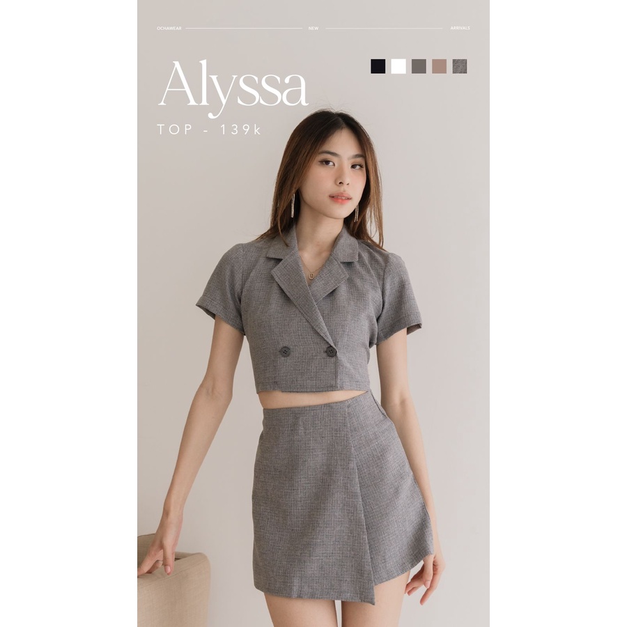 Alyssa Top -- Ocha Wear Atasan Kemeja Wanita | Crop Top Tweed Murah Premium Berkualitas