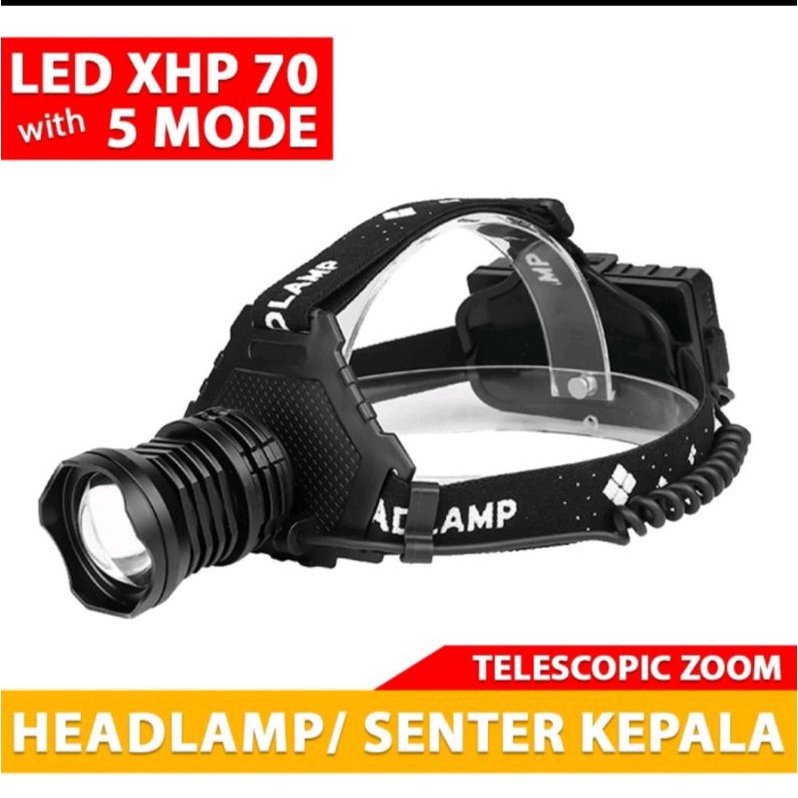 Head Lamp XHP 70 / Senter Kepala Outdoor Camping Hiking