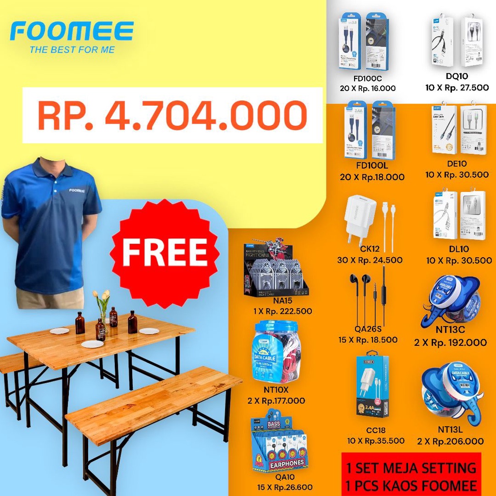 BARU PAKET ACC FOOMEE - GRATIS 1 Set Kursi + Meja Setting + Kemeja - FD100L FD100C DQ10 DE10 DL10 NA