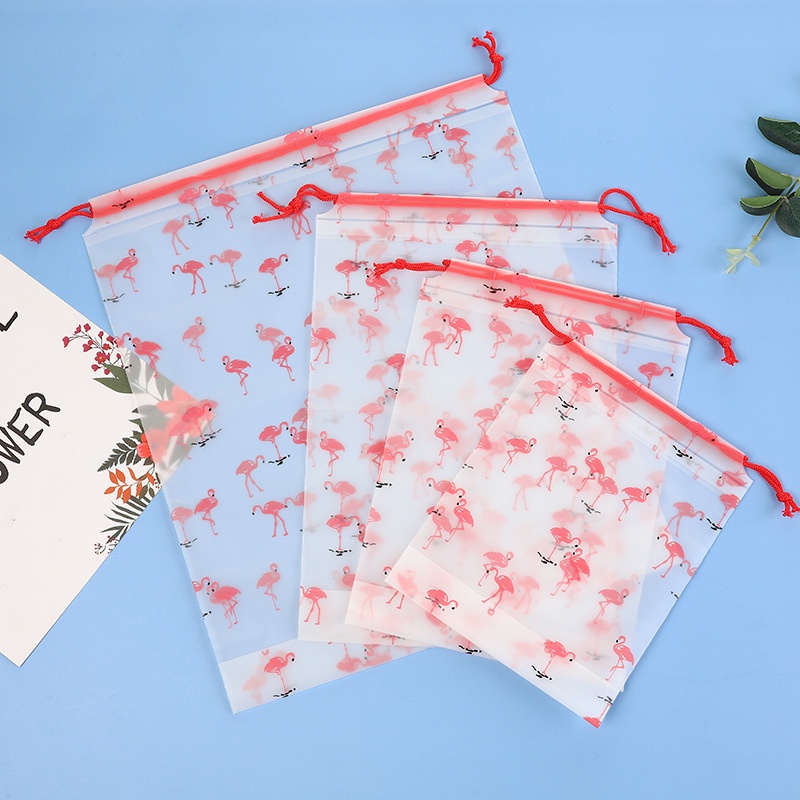 ⭐️𝐈𝐇𝐒 𝟖𝟒𝟏 𝐋𝐚𝐦𝐩𝐮𝐧𝐠⭐️Tas Serut Travel Pouch Bag Organizer Kantong Plastik Sepatu Waterproof Motif Flamingo Serbaguna