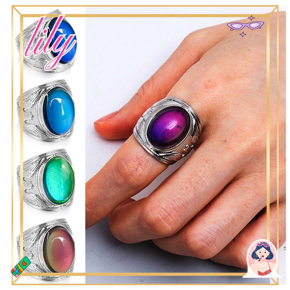 Cincin LILY Mood Ukuran 5-10 Perhiasan Fashion Baru Kontrol Suhu