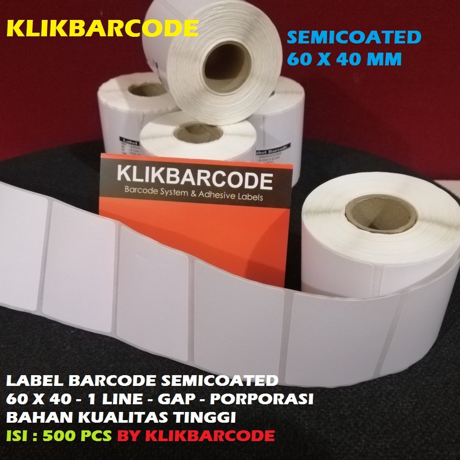 

MURAH STIKER LABEL BARCODE SEMICOATED 60 X 40 | 60X40 ISI 500 PCS CORE 1inc MURAH