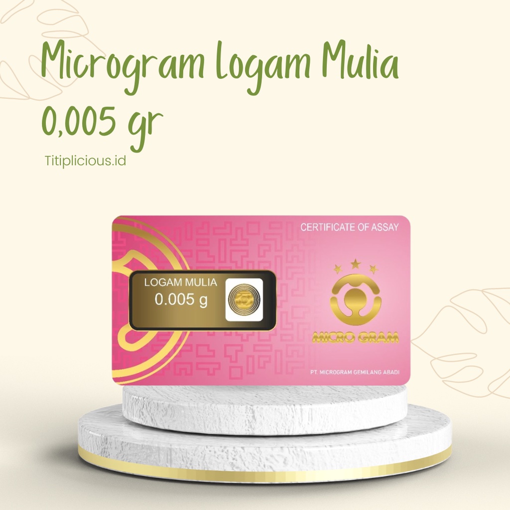 Microgram Emas Mini Logam Mulia 0.005 Gram Emas Kecil Batangan