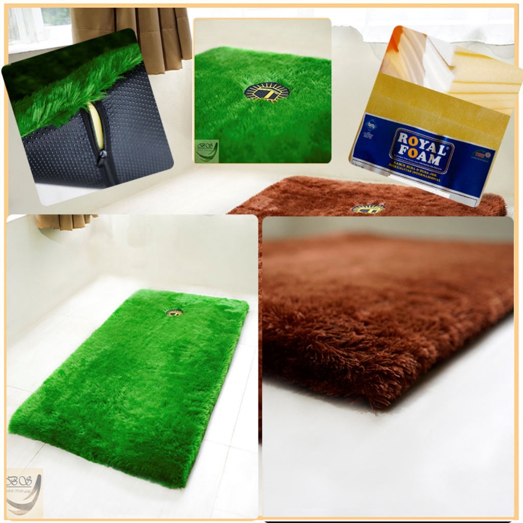 Sajadah Bulu Rasfur  anti slip  115x65x5.5cm / Sajadah Bulu Empuk / Sajadah  premium / anti selip / Sajadah motif / bintik super / motip kabah ka'bah / keseluruhan 5.5cm + bulu rasfur..BTB