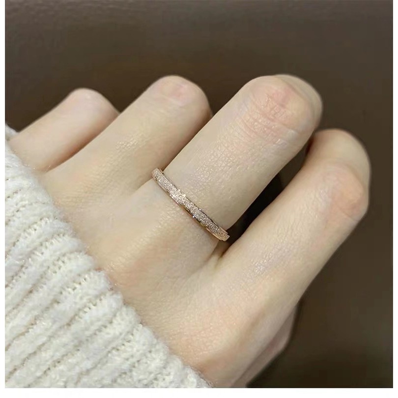 Cincin Bahan Titanium Steel |  Cincin Bahan Stainless Steel Lapis Rose Gold 18K Model Lebar | Cincin Pasangan Untuk Aksesoris