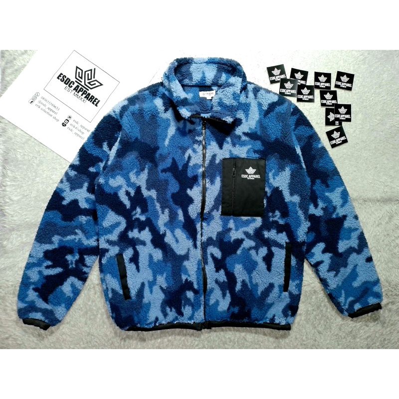 TERMURAH COD JACKET SHERPA BULU DOMBA FLUFY ARMY CAMO TEBAL Jaket Musim Dingin Hangat