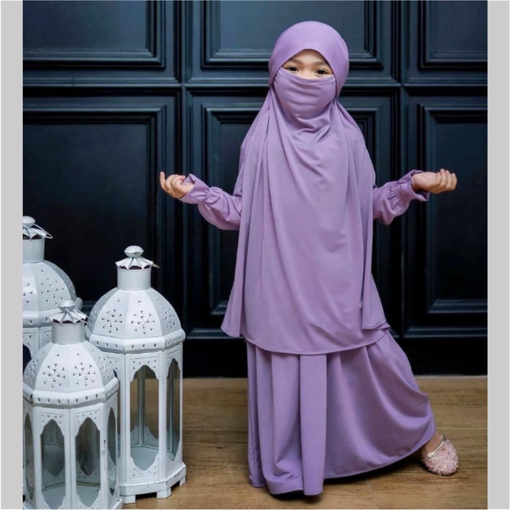 FenishaStore Gamis Anak Perempuan French khimar Ratimah Set Usia 3-5 Tahun Bisa Bayar Ditempat COD