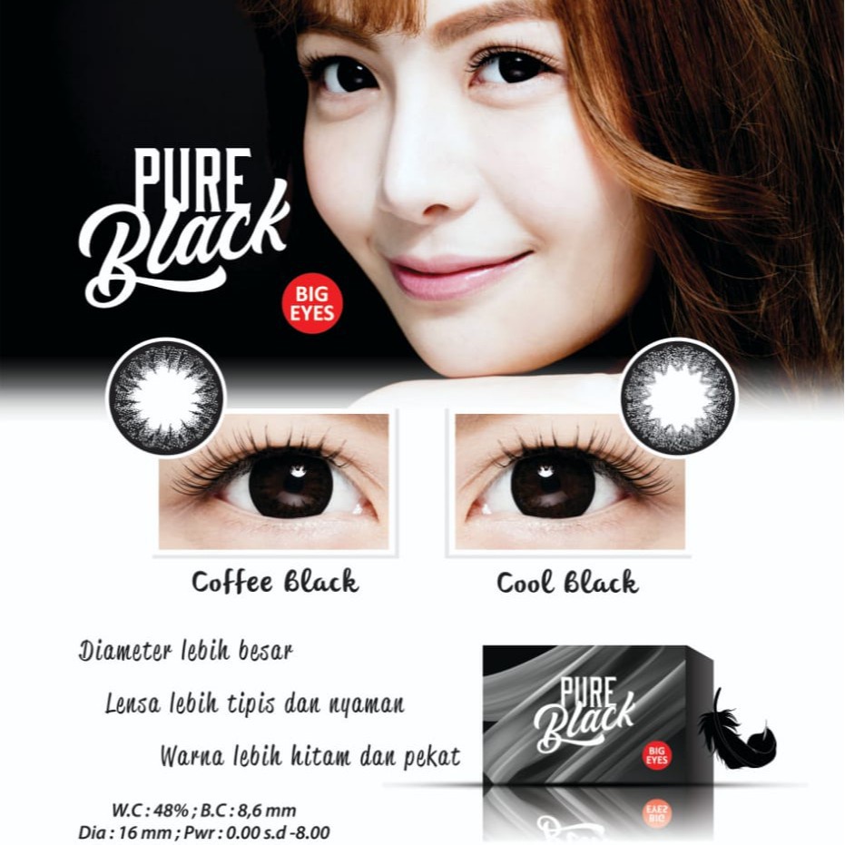 SOFTLENS PURE BLACK by Living Color dia 16mm MATA BERBIE BIG EYES MATA BELO