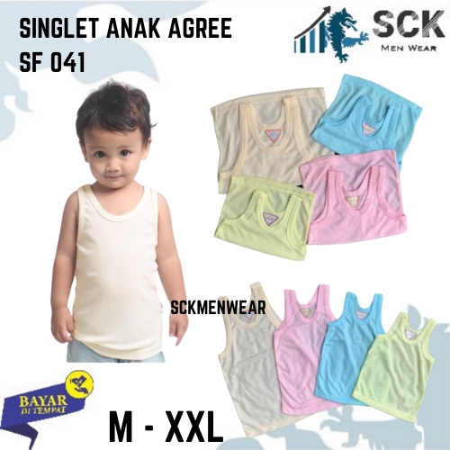 [ISI 3] Singlet AGREE Kids SF 041 Warna Warni  / Pakaian Dalam Anak AGREE / Singlet Bayi - sckmenwear GROSIR