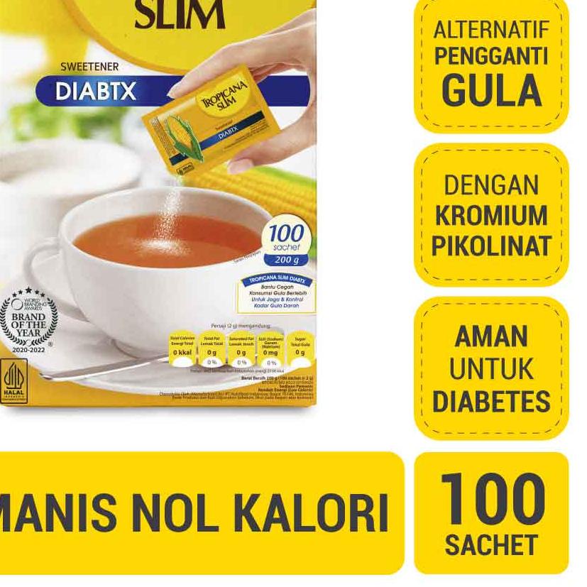 

☺ Tropicana Slim Sweetener Diabtx 100 Sachet - Pemanis untuk i ➫