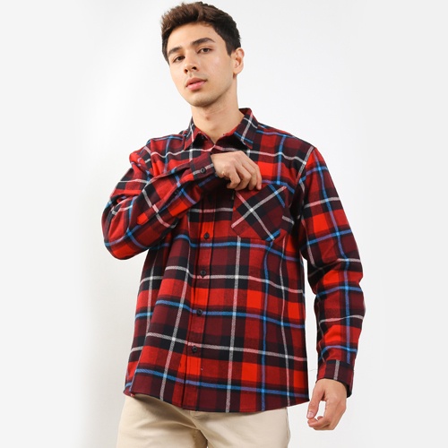 Brand Revolution - Kemeja Lengan Panjang Pria Reguler Welthy Shirt Red