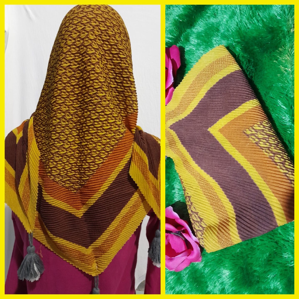 HIJAB PLISKET MOTIF SEGI EMPAT