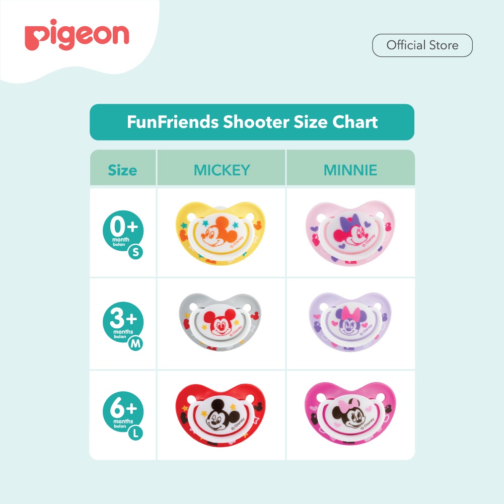 Pigeon Silicone Pacifier Disney FunFriends Mickey &amp; Minnie | Empeng Bayi