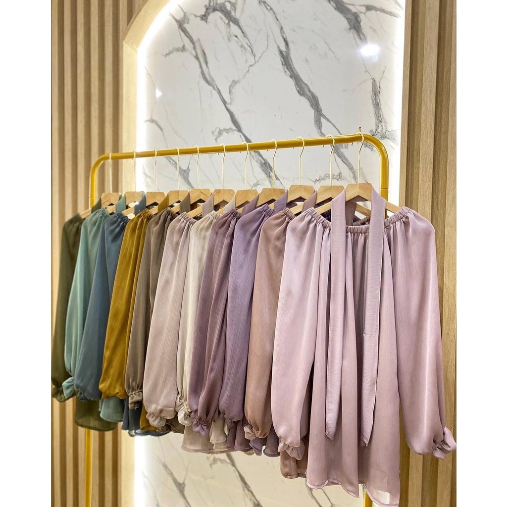 BLOUSE WANITA TASYI BLOUSE POLOS ELEGANT BLOUSE KOREA CRADENZA SLIK