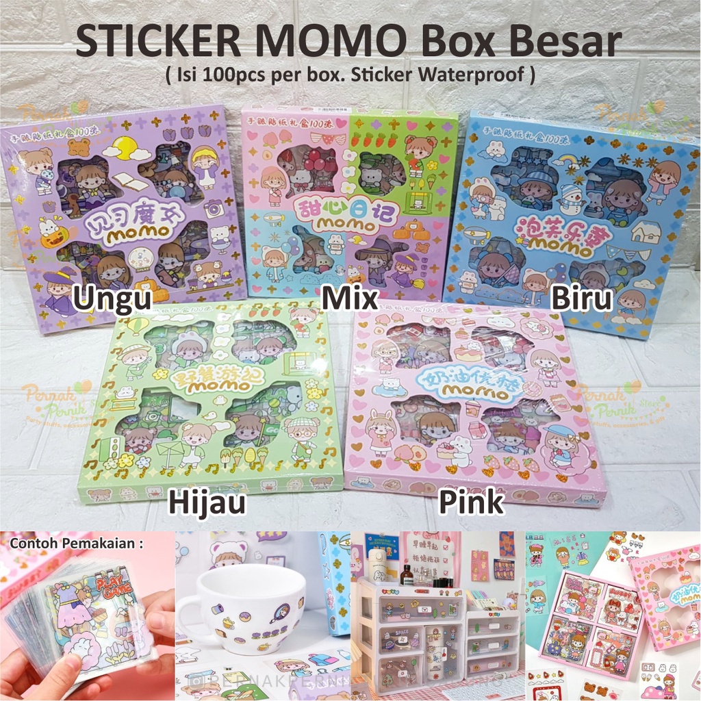 

Sticker Momo Box Besar & Box Kecil - untuk hiasan dekorasi barang, botol, tumblr, journaling aesthetic, dll.