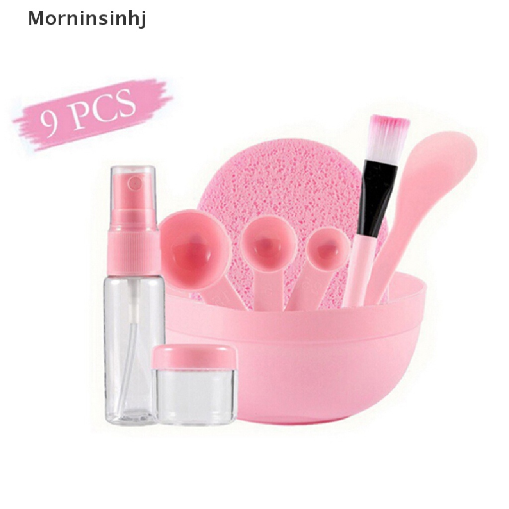 Mornin 9pcs /Set DIY Facial Tools Kit Mangkok Sikat Sendok Tongkat Botol Spons Homemade Makeup Alat Kecantikan id